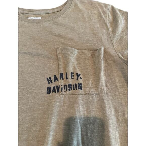 Harley Davidson Women’s Large T Shirt Olive Tour Of Duty Pocket Relaxed Fit Tee - Picture 4 of 9